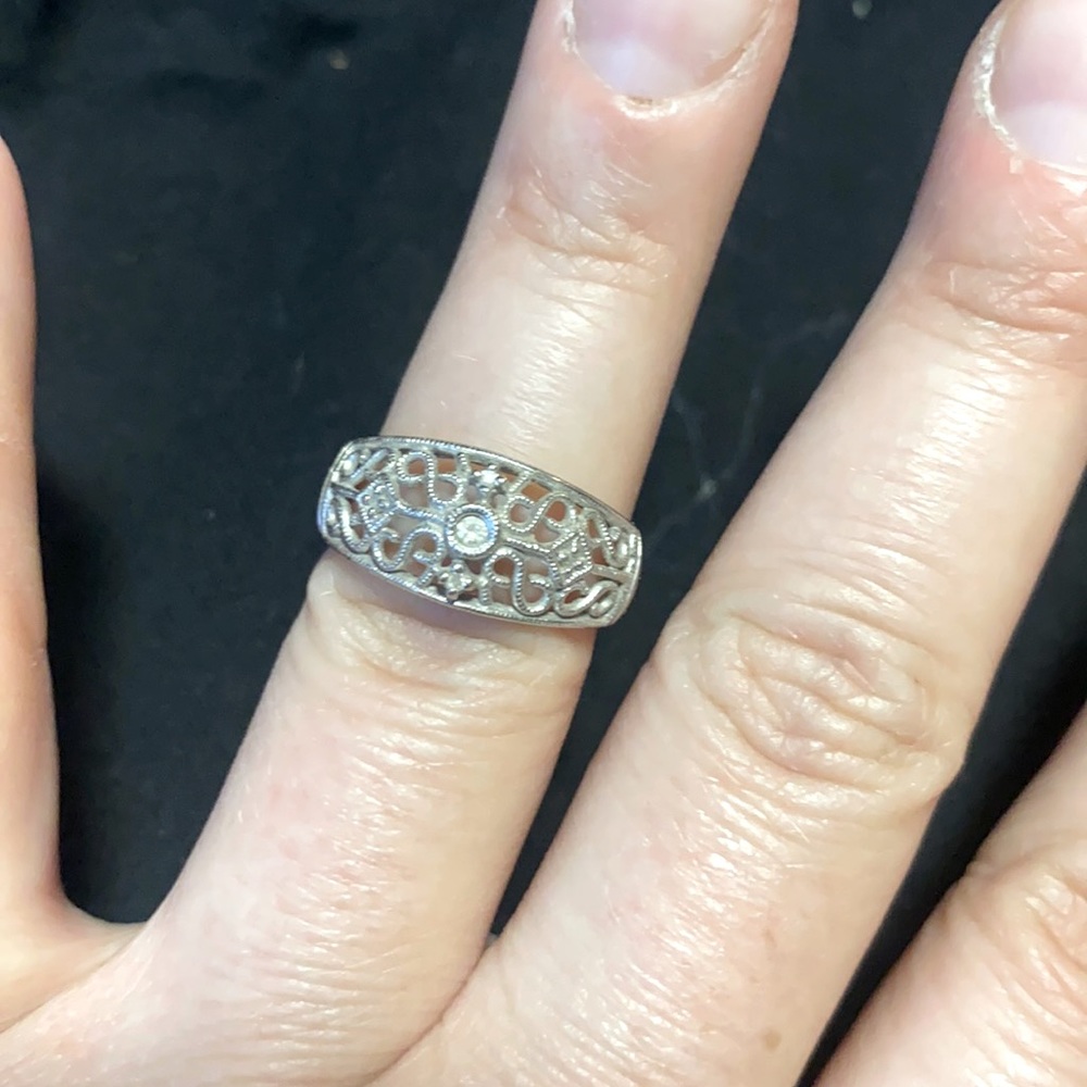 White gold 10k mini diamond ring
